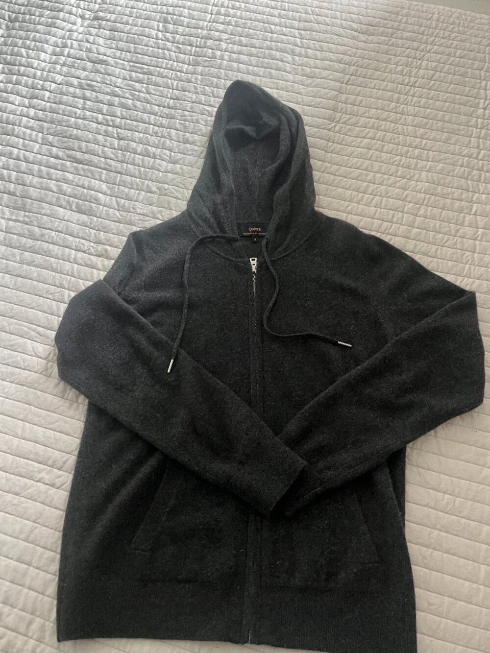 Quince Dark Charcoal Gray Cashmere Zip Hoodie size small excellent - Picture 4 of 5